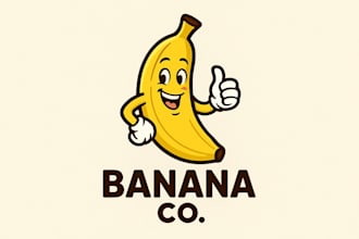 create drawing banana character mascot logo with text with any file