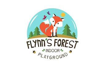 make powerful logo for flynn the fox and forest playground