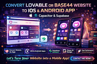 convert lovable base44 website to ios and android app with capacitor, supabase