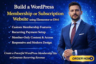 build a wordpress membership or subscription website using elementor or div