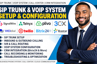 setup sip trunk signalwire telnyx plivo 3cx vicidial twilio bitrix24 yeastar