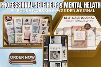 create self help ebook, mental health workbook, journal, etsy digital products