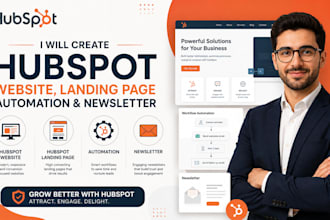 create hubspot website,  hubspot landing page, automation and newsletter