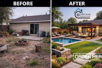 do small garden design plan backyard makeover 3d visualization patio pool layout