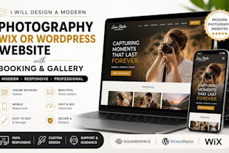 design a modern photography wix or wordpress website with booking and gallery
