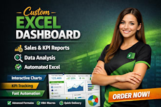 create excel dashboard, sales report, data analysis and KPI dashboard