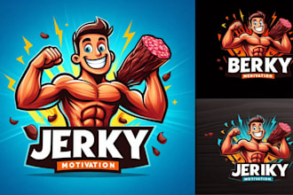 make motivation mascot beef jerky logo just your company