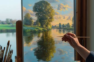 paint a real oil painting on canvas