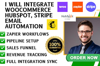 integrate woocommerce hubspot stripe and email automation for ecommerce workflow