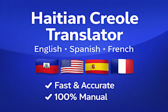 translate english spanish and french to haitian creole manually