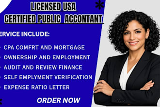 write US CPA letter income verification notary mortgage letter self employment