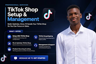 setup USA tiktok shop,fix tiktok shop,manage tiktok shop and tiktok dropshipping