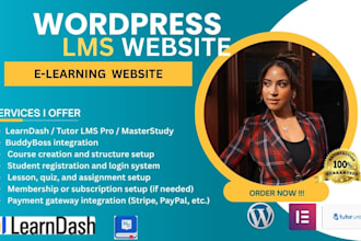 build wordpress lms website learndash tutor lms buddyboss masterstudy learnpress