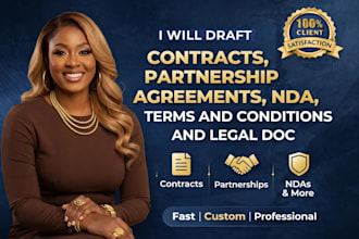 draft contracts, partnership agreements, nda, terms and conditions and legal doc