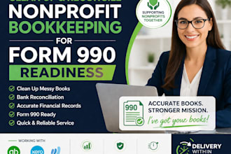 clean up and reconcile nonprofit bookkeeping for form 990 readiness within 24hrs