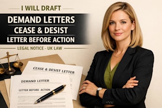 draft demand letter, cease and desist, letter before action, legal notice UK law