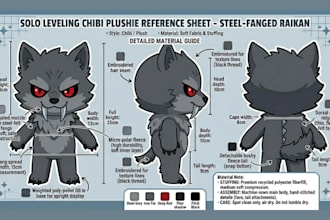 design custom plushie reference sheet stuffed animal soft toys oc or ych concept