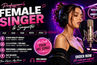 female pop, edm, rock, rnb vocals female singer and vocalist pop edm vocals