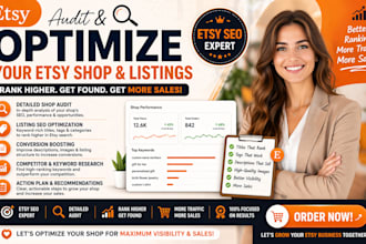 audit your etsy shop and optimize listings for SEO ranking and more sales