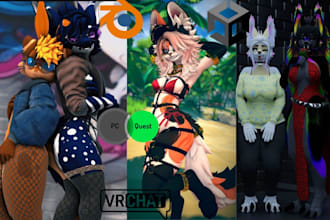 custom 3d vrchat avatar anime furry avatar nsfw vrc avatar commission 3d model