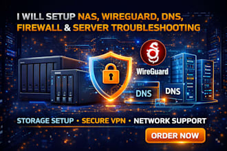 setup nas synology, qnap, wireguard VPN, dns, firewall, server troubleshooting