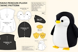 create plush sewing patten for custom production ready stuffed animal toy design