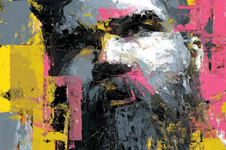 draw abstract painting art , abstract portrait, oil paint