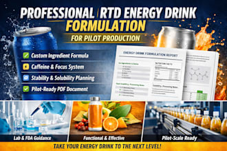 develop a professional rtd energy drink formulation for pilot production