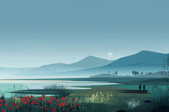 draw a flat vector landscape illustration