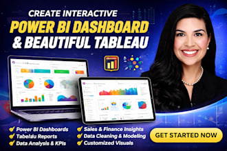 create interactive power bi dashboard, beautiful tableau, report and analysis