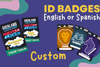 design beautiful id badges in english or spanish
