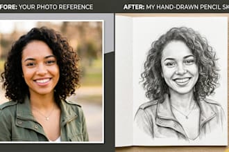 draw a realistic pencil sketch portrait from your photo