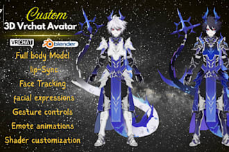 do custom furry vrchat avatar, fursona, facial rig, 3d model, anime nsfw avatar
