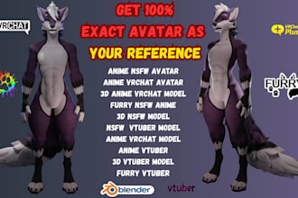 make custom vrchat avatar, vrc furry model, nsfw or sfw vtuber animaze vrm setup