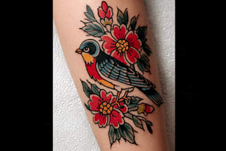 create a traditional or neo traditional tattoo design
