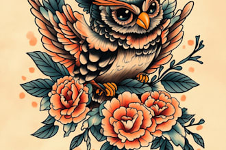 create  old school style tattoo design