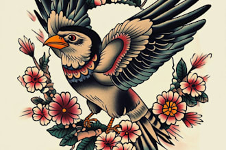 draw neo traditional and oldschool tattoo designs
