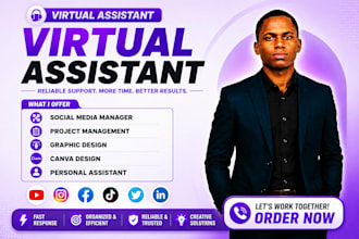 be your social media manager canva designer and executive virtual assistant va