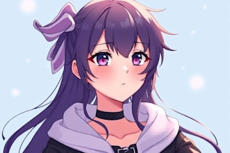 draw anime illustration and profile picture for oc, vtuber