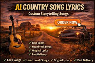 write original ai country song lyrics for your story, love or heartbreak