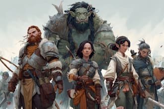 design professional rpg party illustration