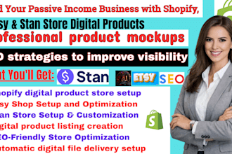 cerate passive income shopify digital product stan store ,esty digtal product