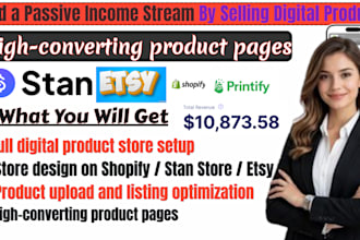 cerate passive income shopify digital product stan store ,esty digtal product
