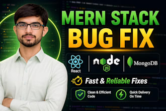 fix bugs and solve mern stack react node mongodb issues