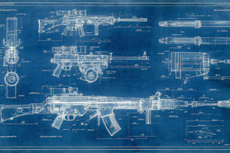 design weapons or any military type blueprints or wall posters