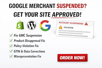 redesign fix shopify wordpress website for gmc suspension product disapproval