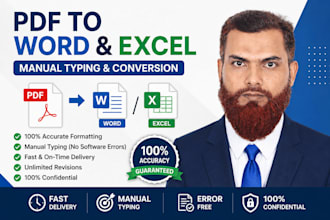 do manual typing and convert PDF to word or excel