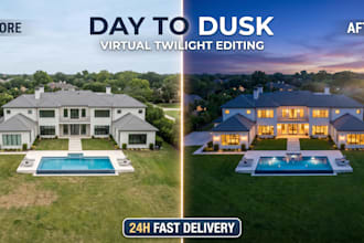do real estate day to dusk conversion and virtual twilight in 2 hours
