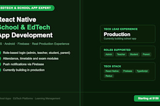 build a react native school management or edtech mobile app