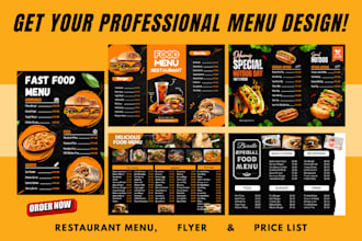 design amazing editable food restaurant menu